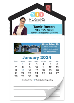 Real Estate clients stay focused on real estate with these house-shaped real estate magnet calendars