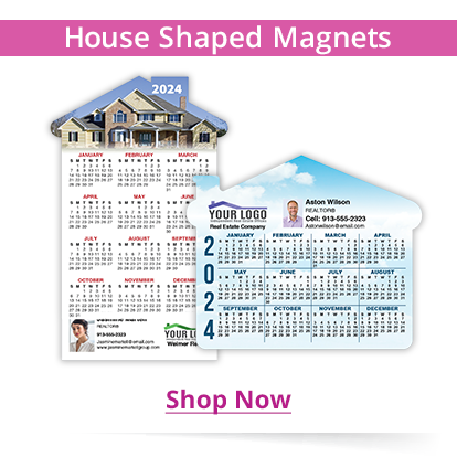 House shaped refrigerator magnets with 2024 calendar