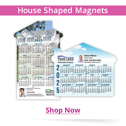 House shaped refrigerator magnets with 2024 calendar