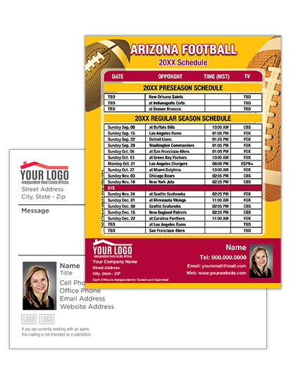 Full-Magnet Custom-Imprinted Real Estate Football Schedule