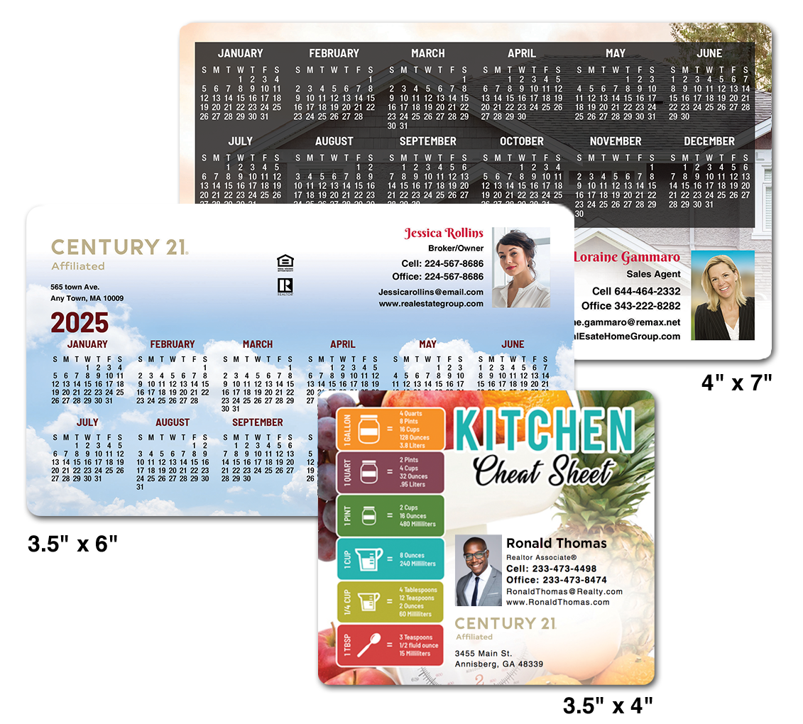 Full color custom real estate marketing calendar magnets