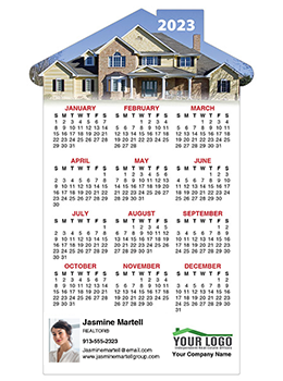 Large calendar magnets for realtors in 2023 house shaped