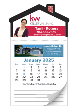 Real Estate clients stay focused on real estate with these house-shaped real estate magnet calendars