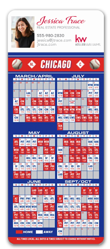 Magnetic Baseball Schedule with Laminated Business Card
