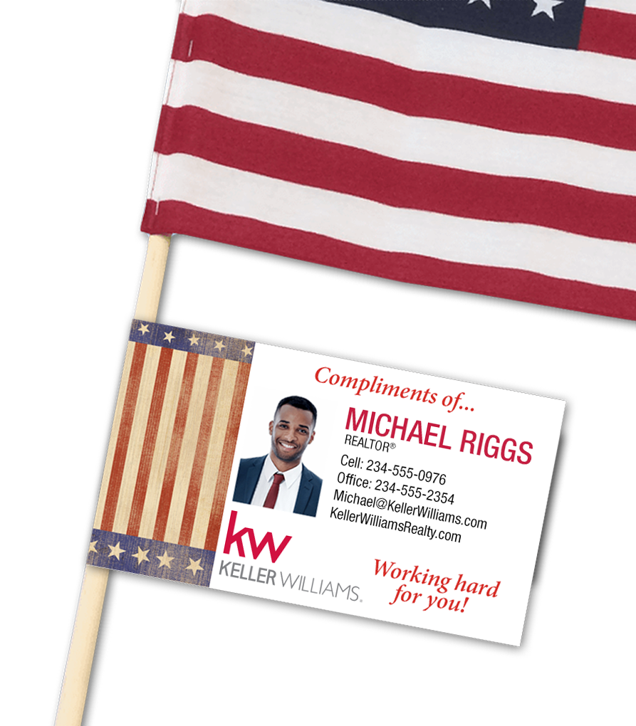 Lawn flag label riders for Keller Williams Real Estate Agents | RealEstateCalendars.com