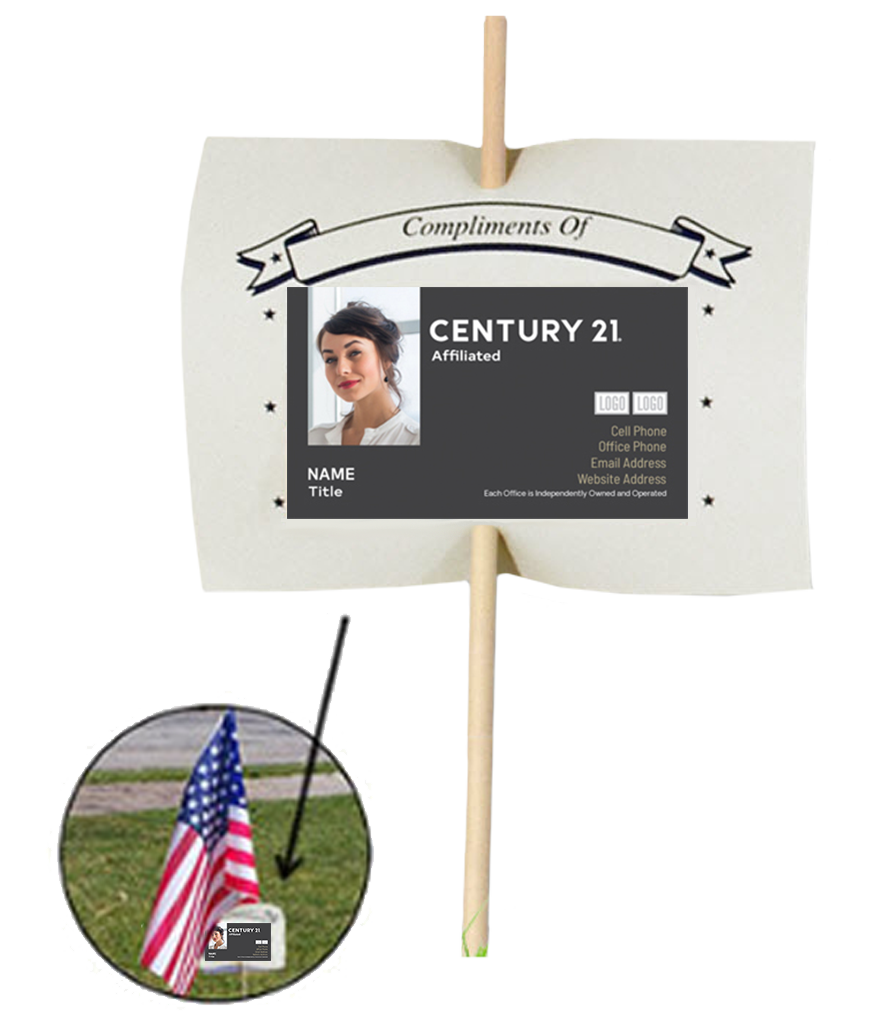 Lawn flag label riders for Century 21 Affiliated Real Estate Agents | RealEstateCalendars.com