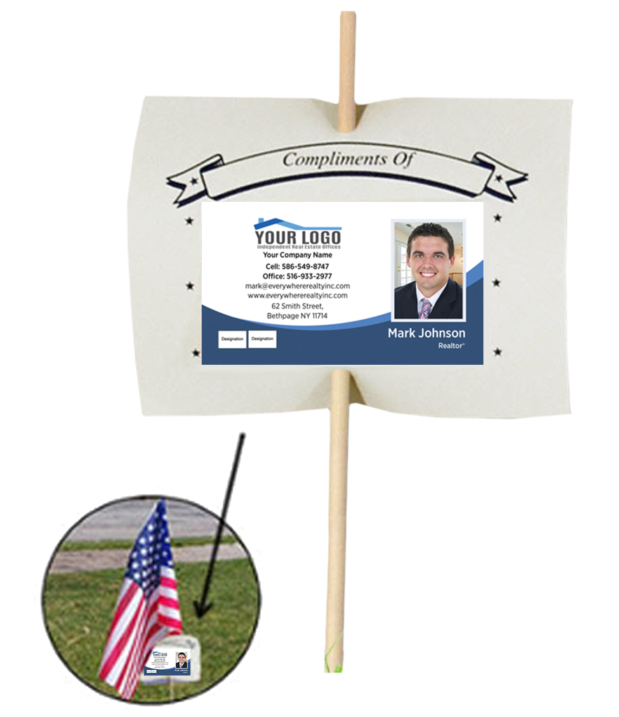 Lawn flag label riders for Independent Realtor Real Estate Agents | RealEstateCalendars.com