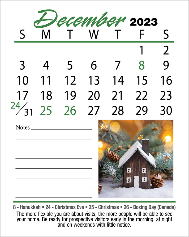 Real estate theme 13 month tear off magnetic calendars