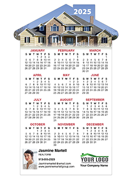 Large calendar magnets for realtors in 2025 house shaped
